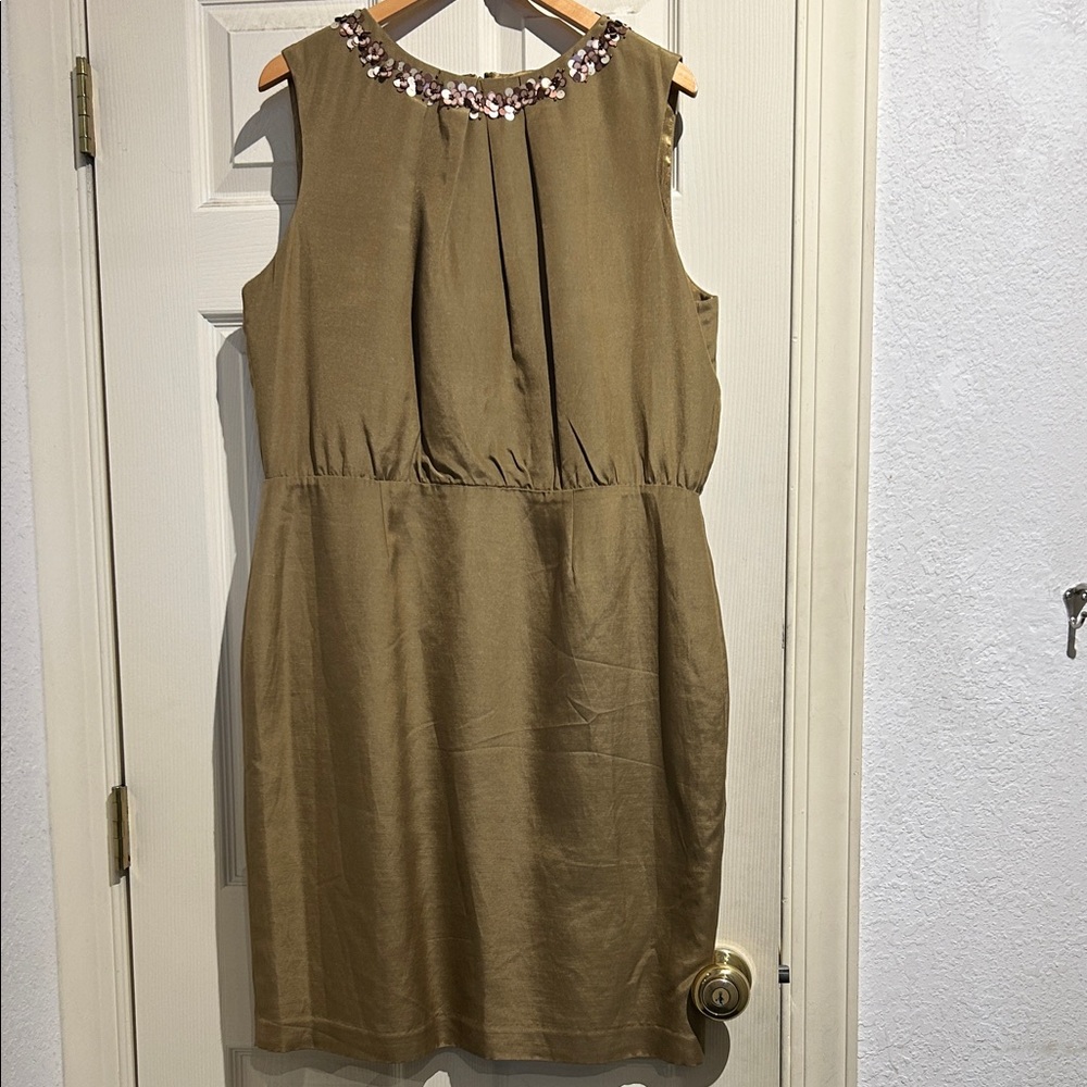 Boden Tan Embellished Midi Dress